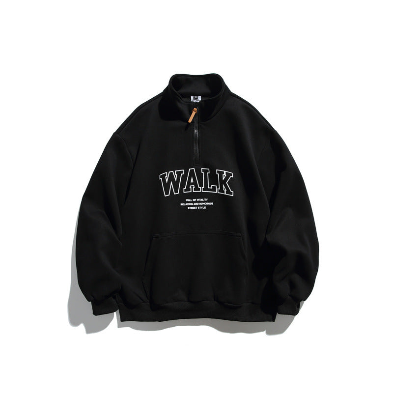 Unisex Oversize-Fleece-Halbzip-Sweatshirt mit Stehkragen und Kängurutasche Shop Nory