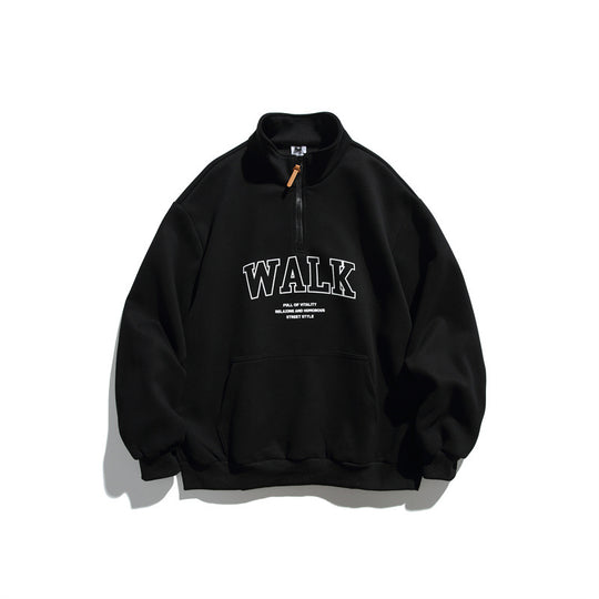 Unisex Oversize-Fleece-Halbzip-Sweatshirt mit Stehkragen und Kängurutasche Shop Nory