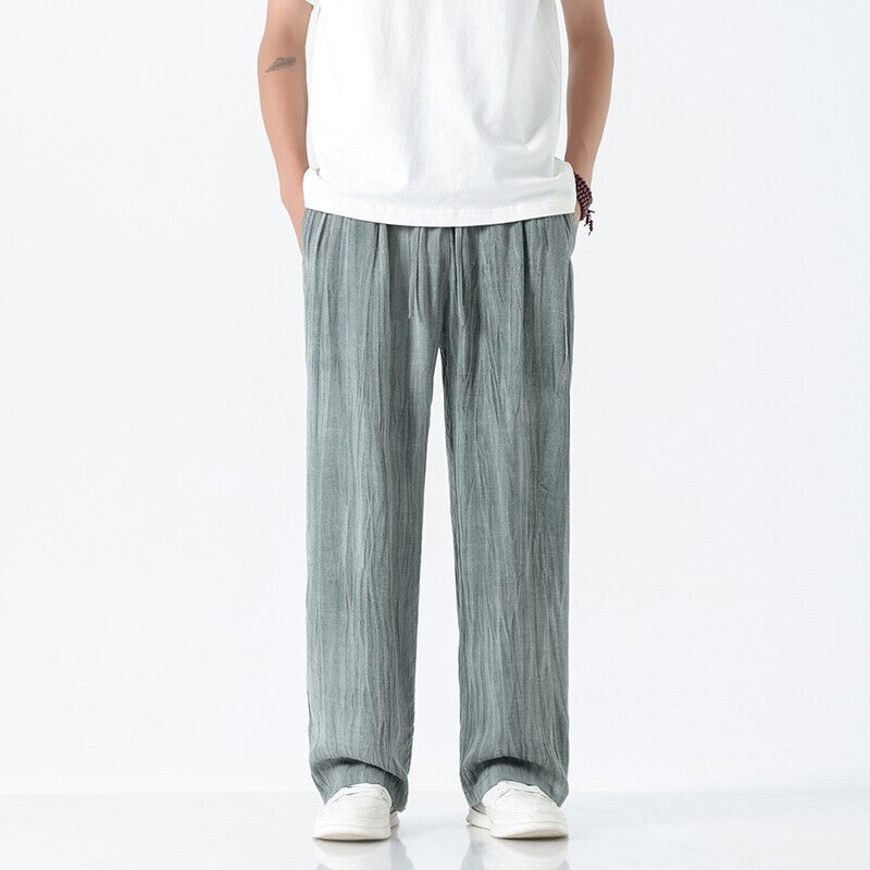 Herren weite Leinenhose mit verstellbarem Tunnelzugbund, lässiger Bundfaltenoptik und seitlichen Eingrifftaschen Shop Nory