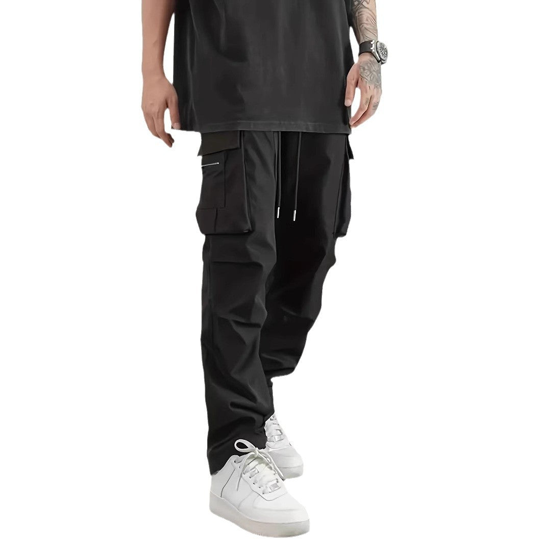Herren Weite technische Cargohose mit großen Klapp- und Reißverschlusstaschen und Kordelzugbund Shop Nory