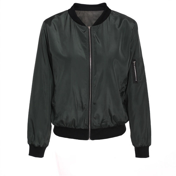 Damen Leichte Bomberjacke mit Reißverschluss Rippbündchen und Ärmeltasche Shop Nory