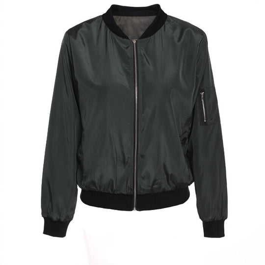 Damen Leichte Bomberjacke mit Reißverschluss Rippbündchen und Ärmeltasche Shop Nory