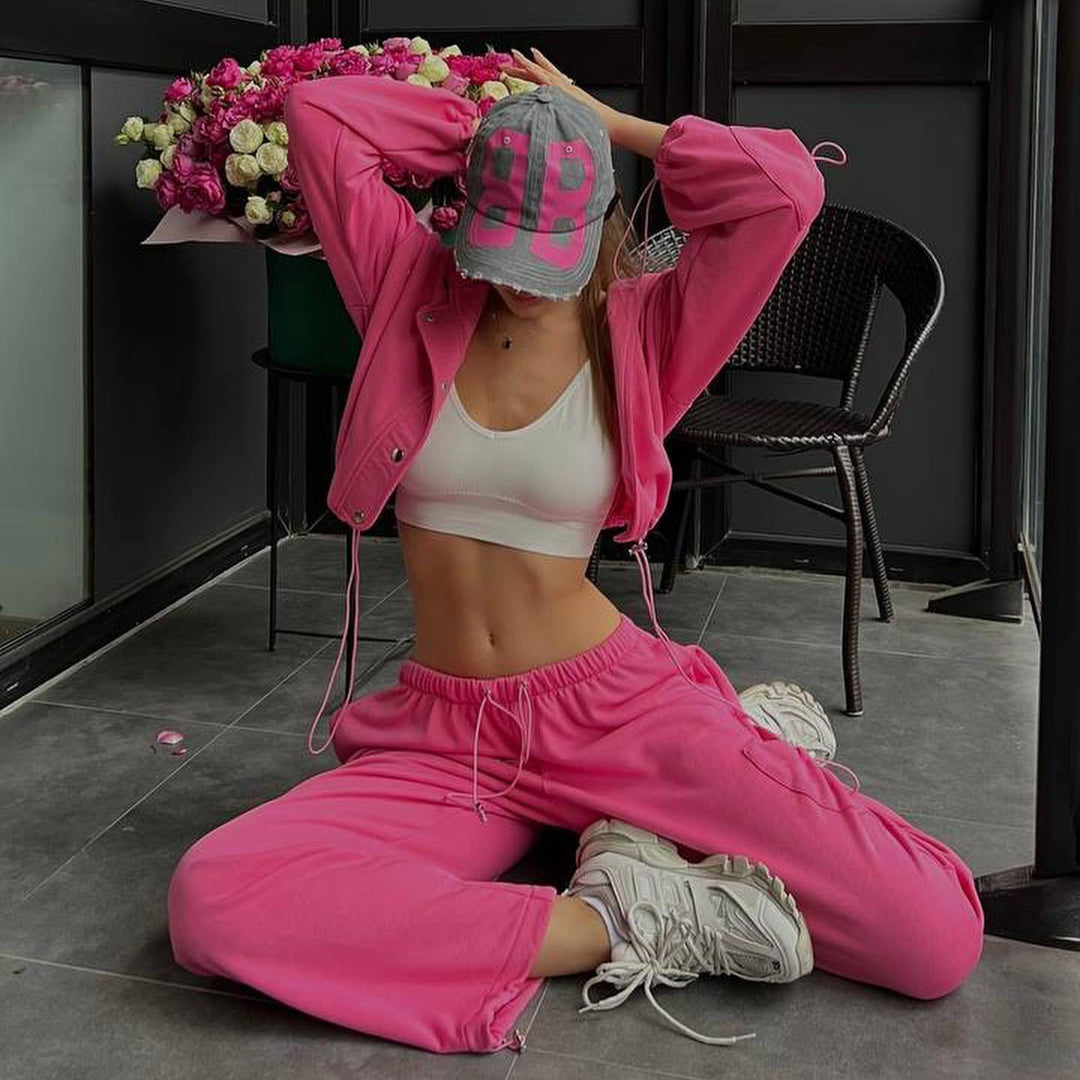 Damen Loungewear-Set mit Oversize-Kapuzenjacke und taillenhohen Sweatpants Shop Nory