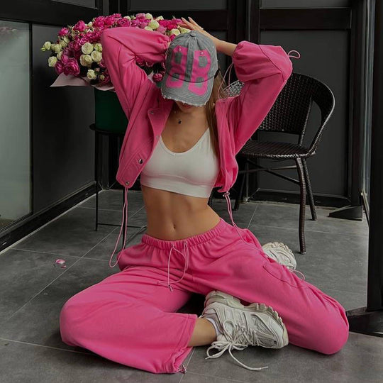 Damen Loungewear-Set mit Oversize-Kapuzenjacke und taillenhohen Sweatpants Shop Nory