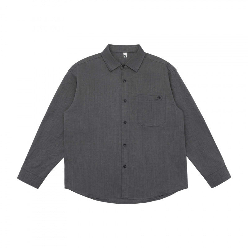 Unisex Oversize-Langarmhemd im Boxy-Cut mit Brusttasche und gerundetem Saum Shop Nory