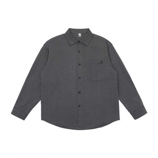 Unisex Oversize-Langarmhemd im Boxy-Cut mit Brusttasche und gerundetem Saum Shop Nory