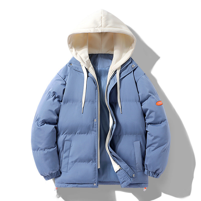 Herren Wattierte Pufferjacke mit kontrastfarbener Kapuze, winddichter Außenhülle und Kordelzug Shop Nory