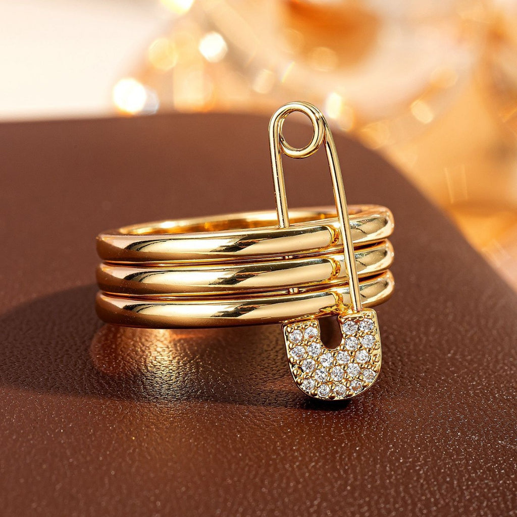 Damen eleganter Ring mit Sicherheitsnadel Design Shop Nory