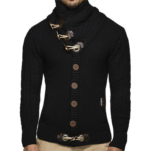 Herren nan grobgestrickter Cardigan mit Schalkragen, Knebelverschlüssen und Zopfmusterärmeln Shop Nory