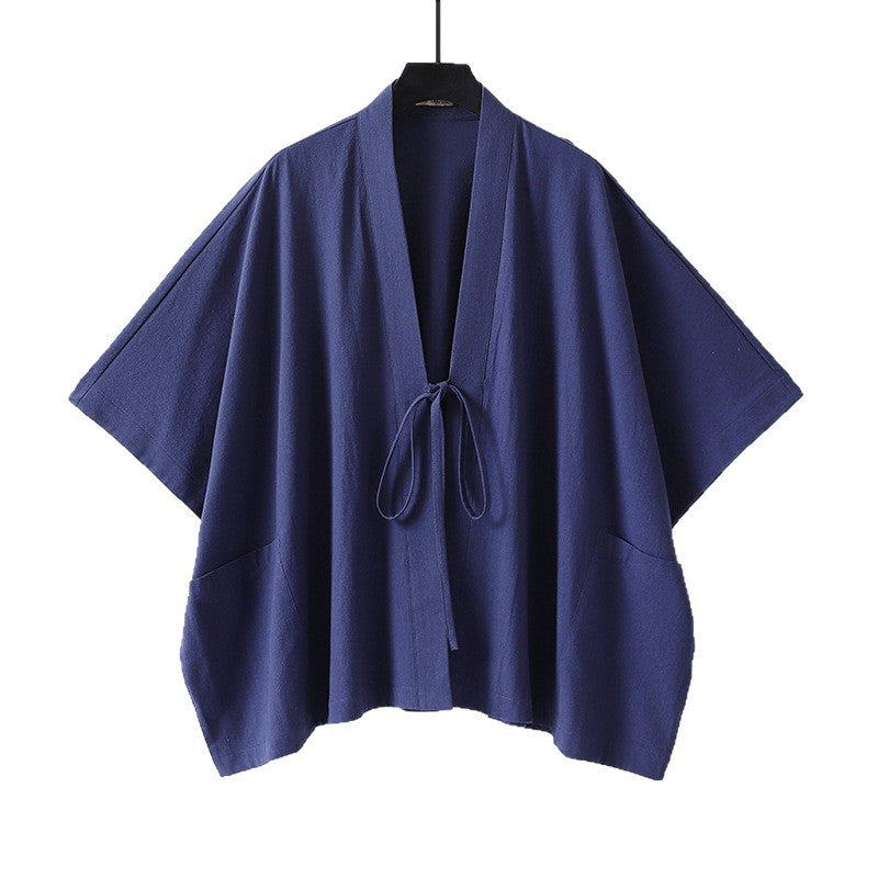 Damen Oversize Kimono-Cardigan mit Bindeband und aufgesetzten Taschen Shop Nory