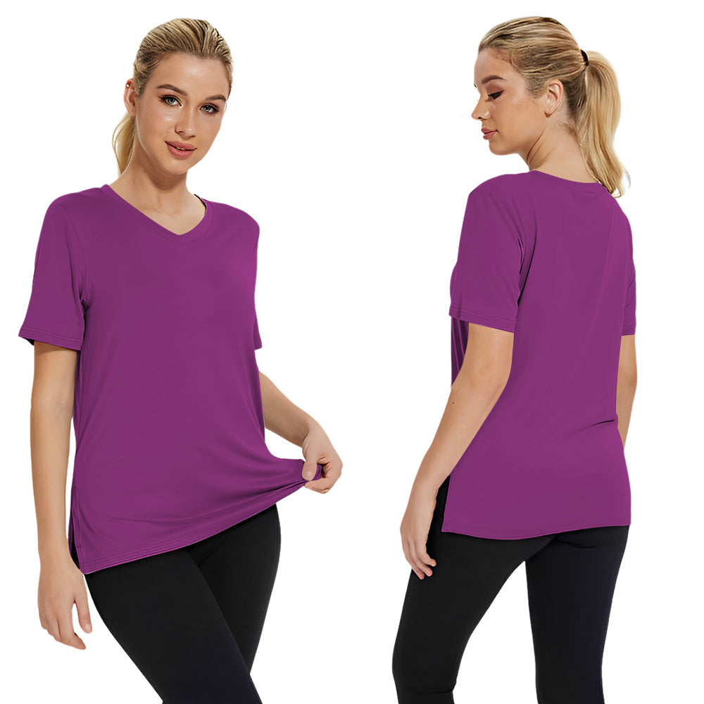 Damen Funktionales V-Ausschnitt Sportshirt mit atmungsaktiver Technologie Shopnory