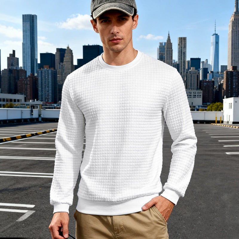 Herren Strukturierter Waffelstrick-Pullover aus Baumwollmix mit Rundhalsausschnitt Shop Nory