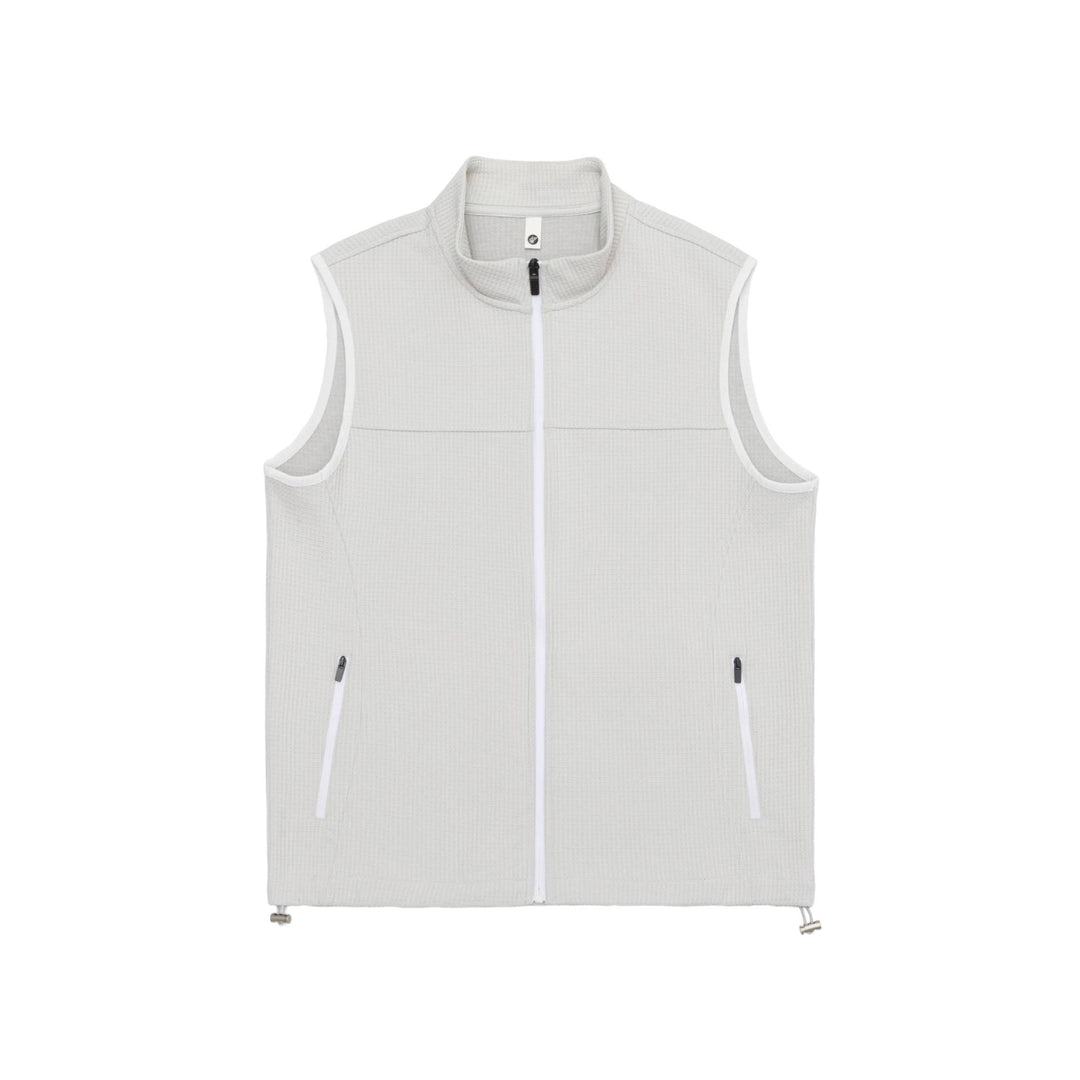 Unisex Waffelstruktur-Outdoorweste mit Stehkragen, durchgehendem Reißverschluss und Kordelzugsaum Shop Nory