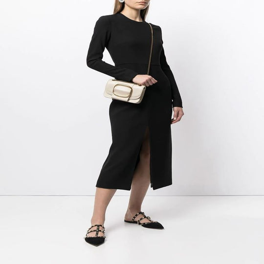Damen Tailliertes Midikleid mit langem Arm, vorderlichem Schlitz und cleanem Tailoring Shop Nory