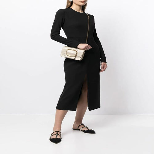 Damen Tailliertes Midikleid mit langem Arm, vorderlichem Schlitz und cleanem Tailoring Shop Nory