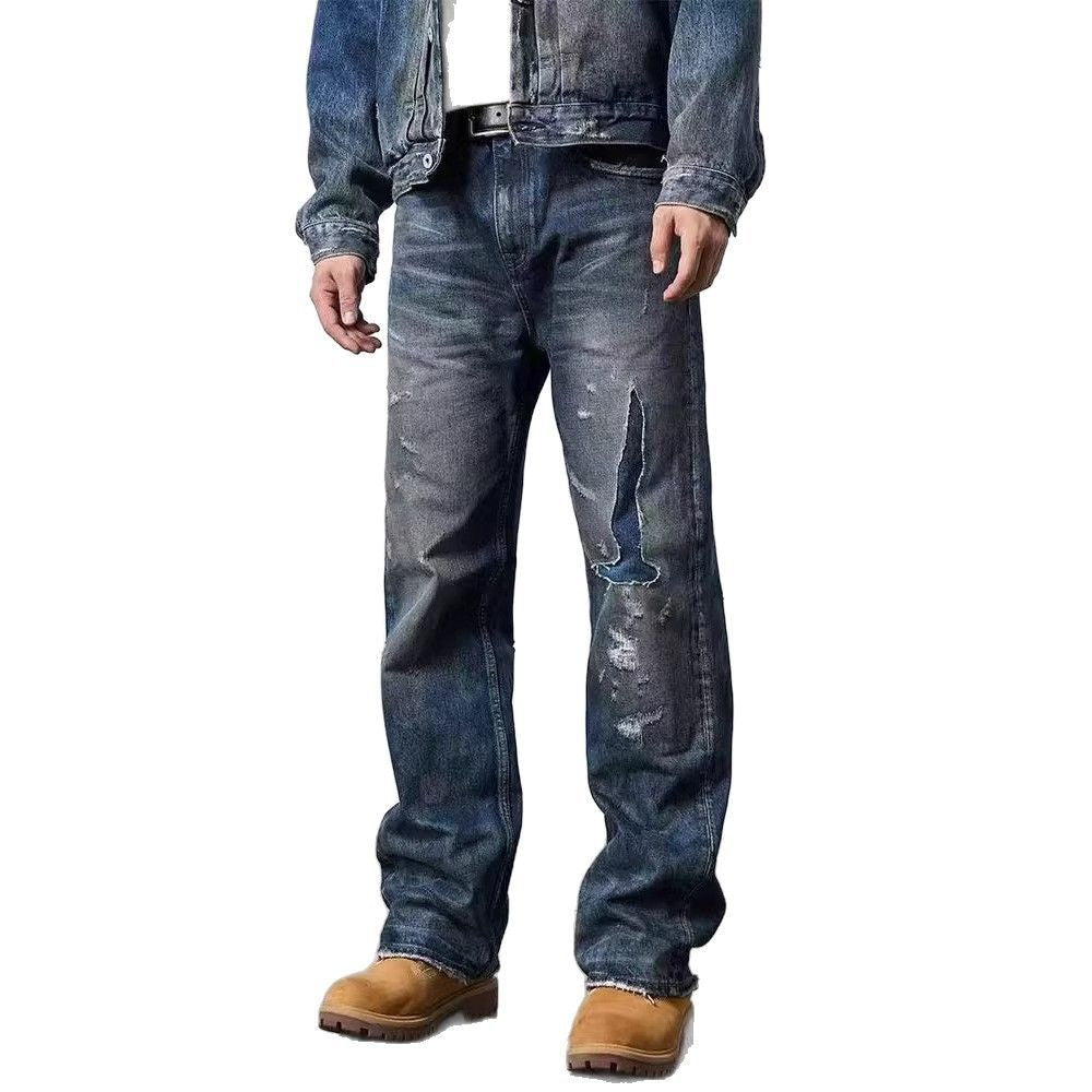 Herren Weit geschnittene Destroyed Jeans Shop Nory