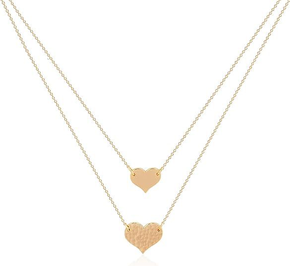 Damen Halskette mit doppellagigem Herzanhänger und minimalistischem Design Shop Nory