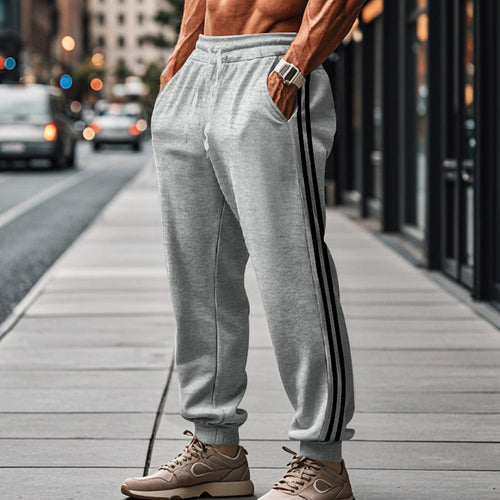 Herren Bequeme Sporthose mit kontrastierenden Seiteneinsätzen und elastischem Bund Shopnory