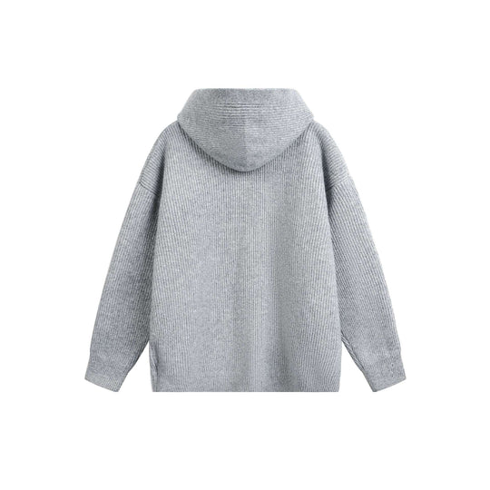 Damen Grobgerippte Kapuzen-Zipjacke mit Stehkragen und Zwei-Wege-Reißverschluss Shop Nory
