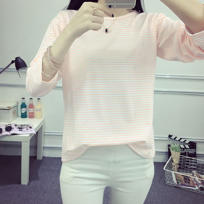 Damen gestreiftes Langarmshirt mit weichem Strukturstoff und lässigem Schnitt