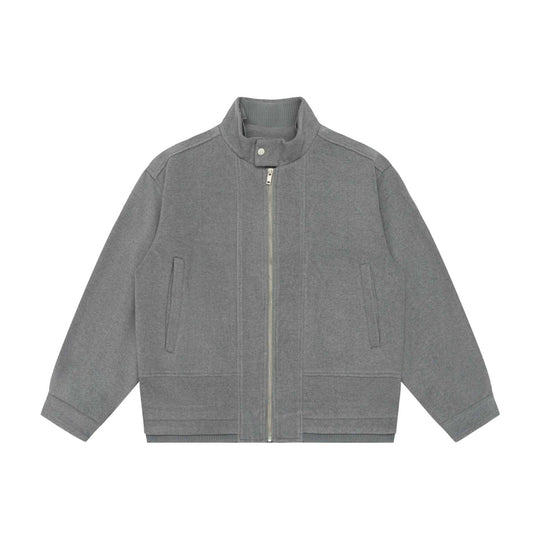 Herren Boxy-Wollmix-Zipblouson mit hohem Rippkragen und verdeckter Frontklappe Shop Nory