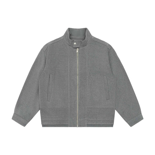 Herren Boxy-Wollmix-Zipblouson mit hohem Rippkragen und verdeckter Frontklappe Shop Nory