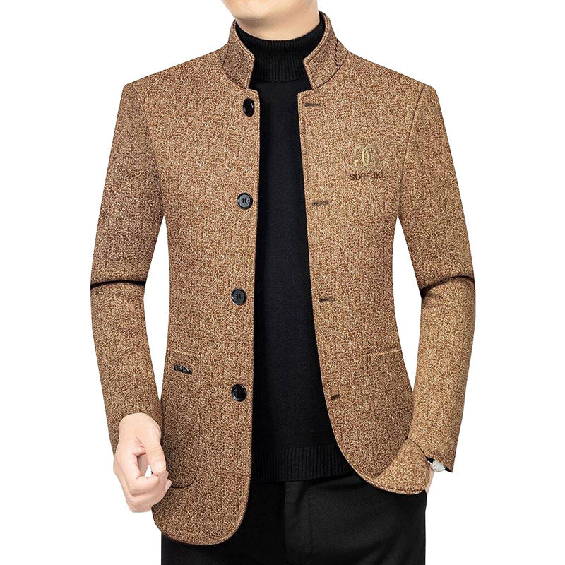 Herren Moderner Stehkragen-Blazer im Travel-Stil mit wattierter Innenfütterung Shop Nory