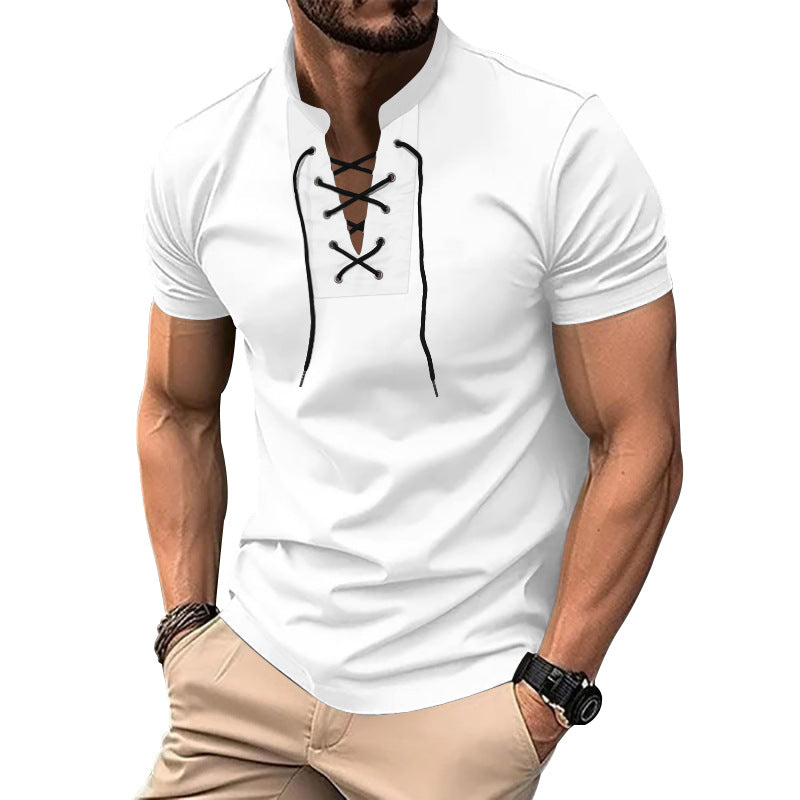 Herren lässiges Poloshirt mit Schnürung