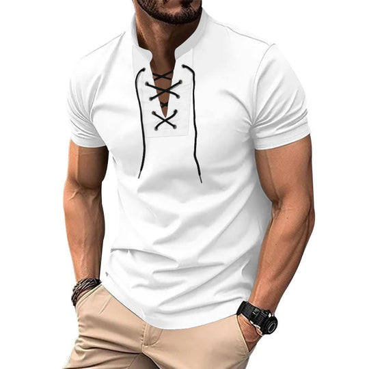 Herren lässiges Poloshirt mit Schnürung
