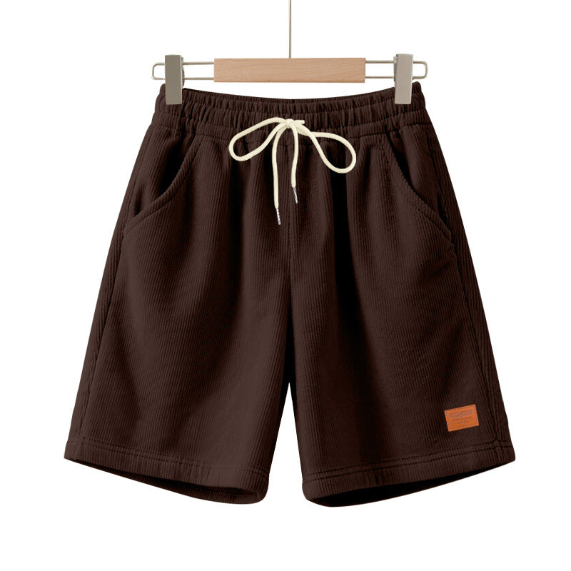 Herren nan lässige Bermudashorts aus feinstrukturiertem Baumwollmix mit elastischem Bund und Kordelzug