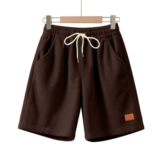 Herren nan lässige Bermudashorts aus feinstrukturiertem Baumwollmix mit elastischem Bund und Kordelzug