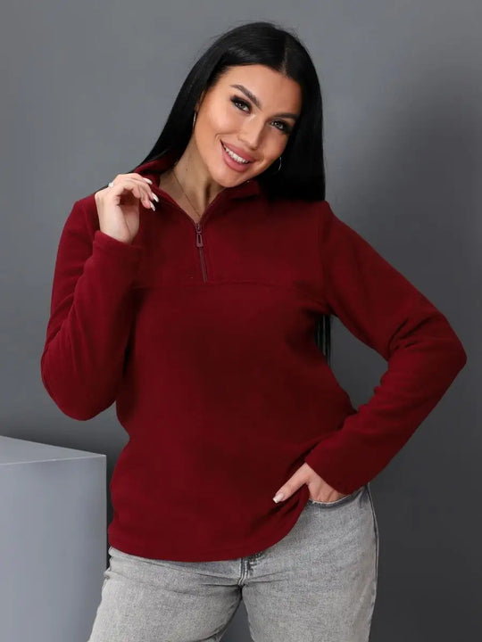 Damen Fleeceoberteil mit kurzem Halbzip und Stehkragen Shop Nory