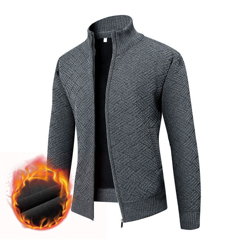 Herren Thermo-Strickzipjacke mit Jacquardmuster und Fleece-Innenfutter Shop Nory