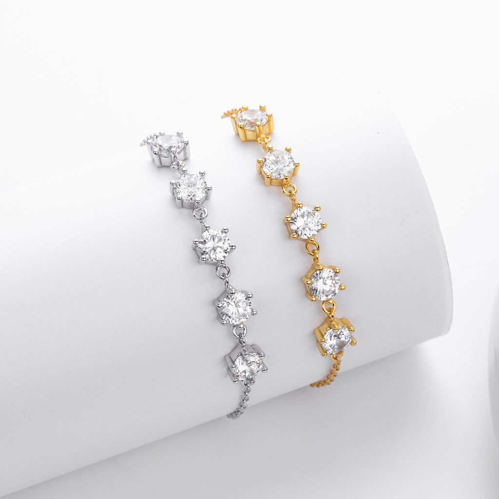 Damen Armband mit funkelnden 5A Zirkonsteinen aus hochwertigem 925 Sterling Silber Shop Nory