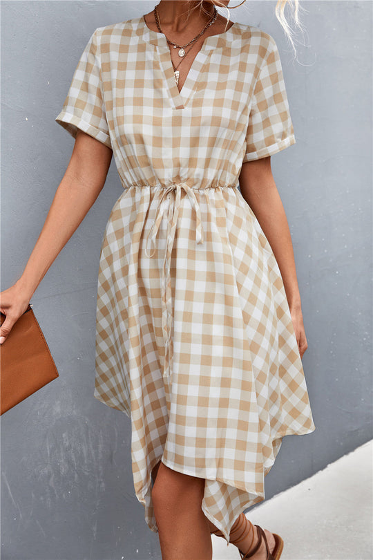 Damen Midikleid mit modernen Karomuster Shopnory