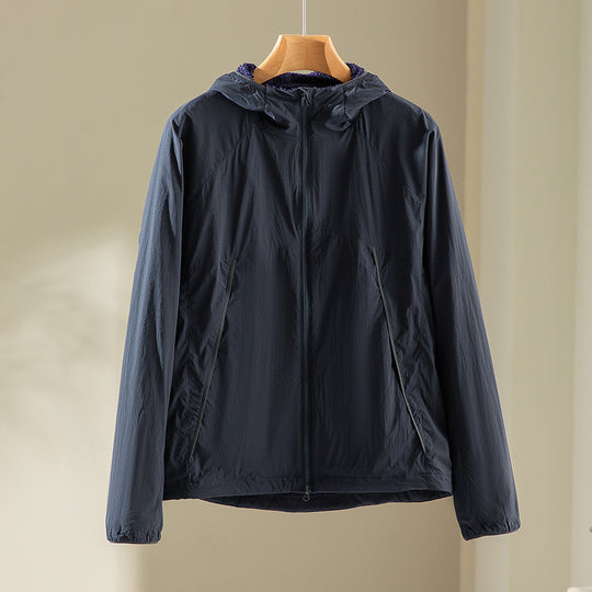 Herren leichte wind- und wasserabweisende Kapuzenjacke mit Fleece‑Innenfutter und Frontreißverschluss Shop Nory