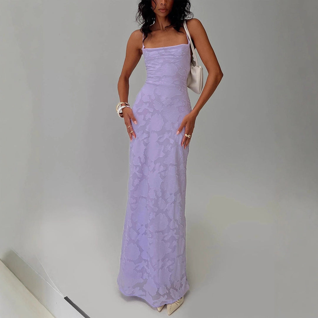 Damen Elegantes Abendkleid mit floralem Spitzenmuster und Spaghettiträgern