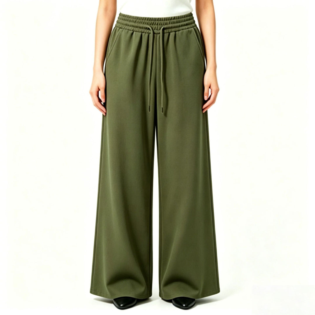 Damen nan weite High-Waist Loungehose mit elastischem Bund, Kordelzug und fließendem Jersey Shop Nory