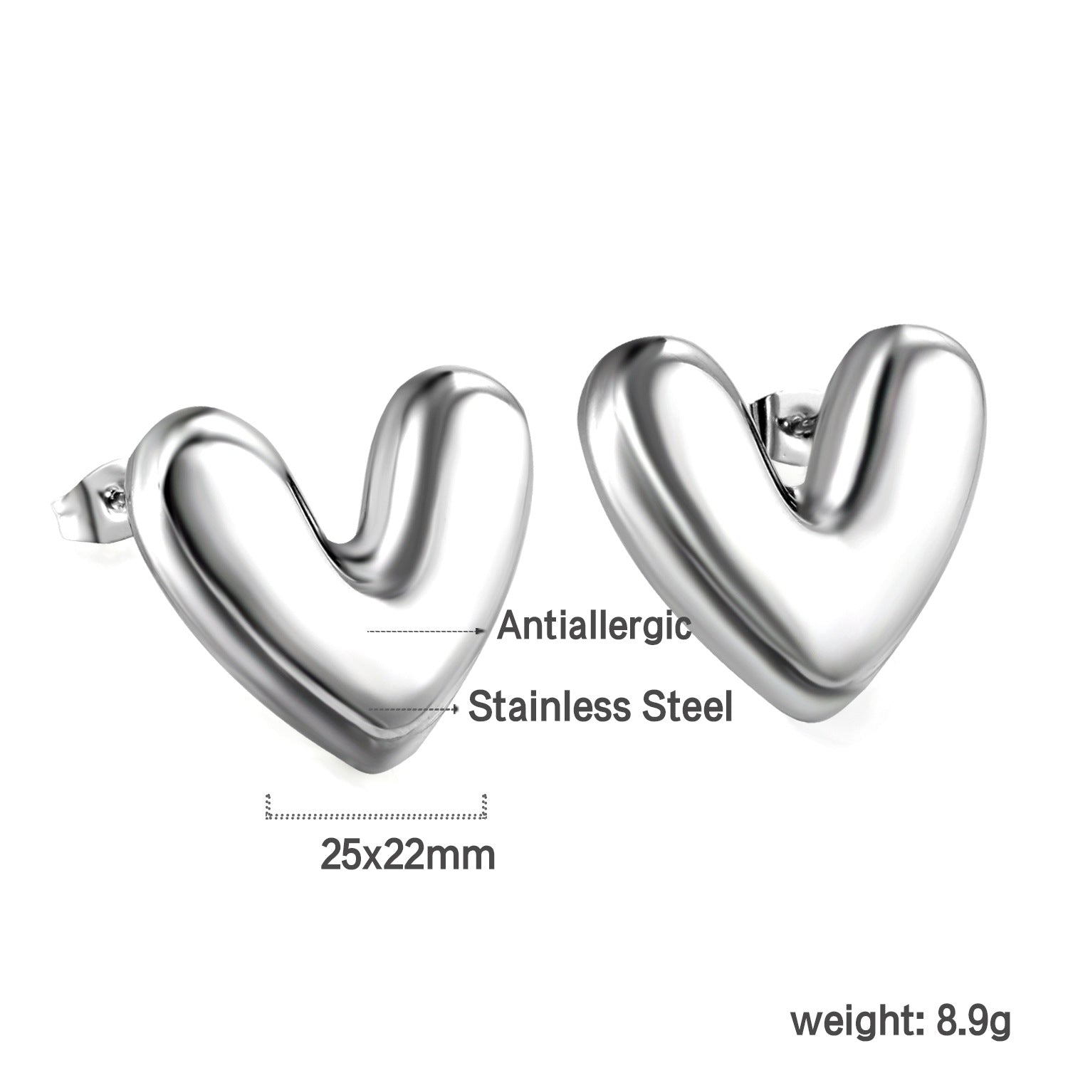 Damen Ohrstecker im stilvollen Herzdesign aus hochwertigem Edelstahl Shop Nory