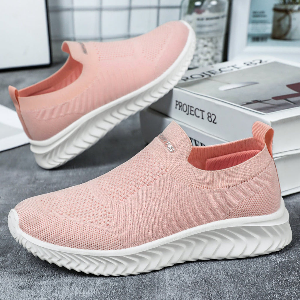 Damen Luftige Slip-On Sneakers mit flexiblem Strickoberteil