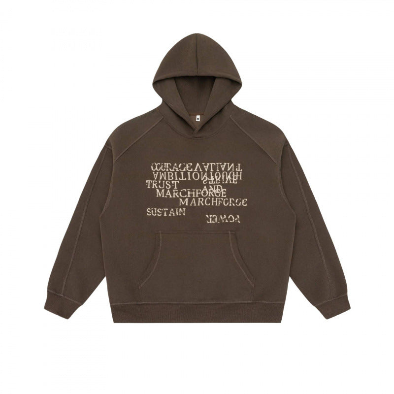 Unisex Oversize Kapuzenpullover mit typografischem Mirror-Print, Kängurutasche und Raglanärmeln Shop Nory