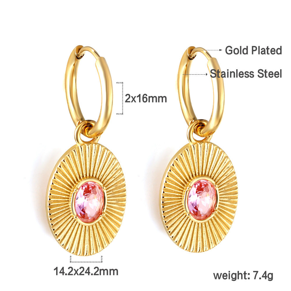 Damen Ohrhänger mit kunstvollem Fächerdesign und farbigem Zirkonia Shop Nory