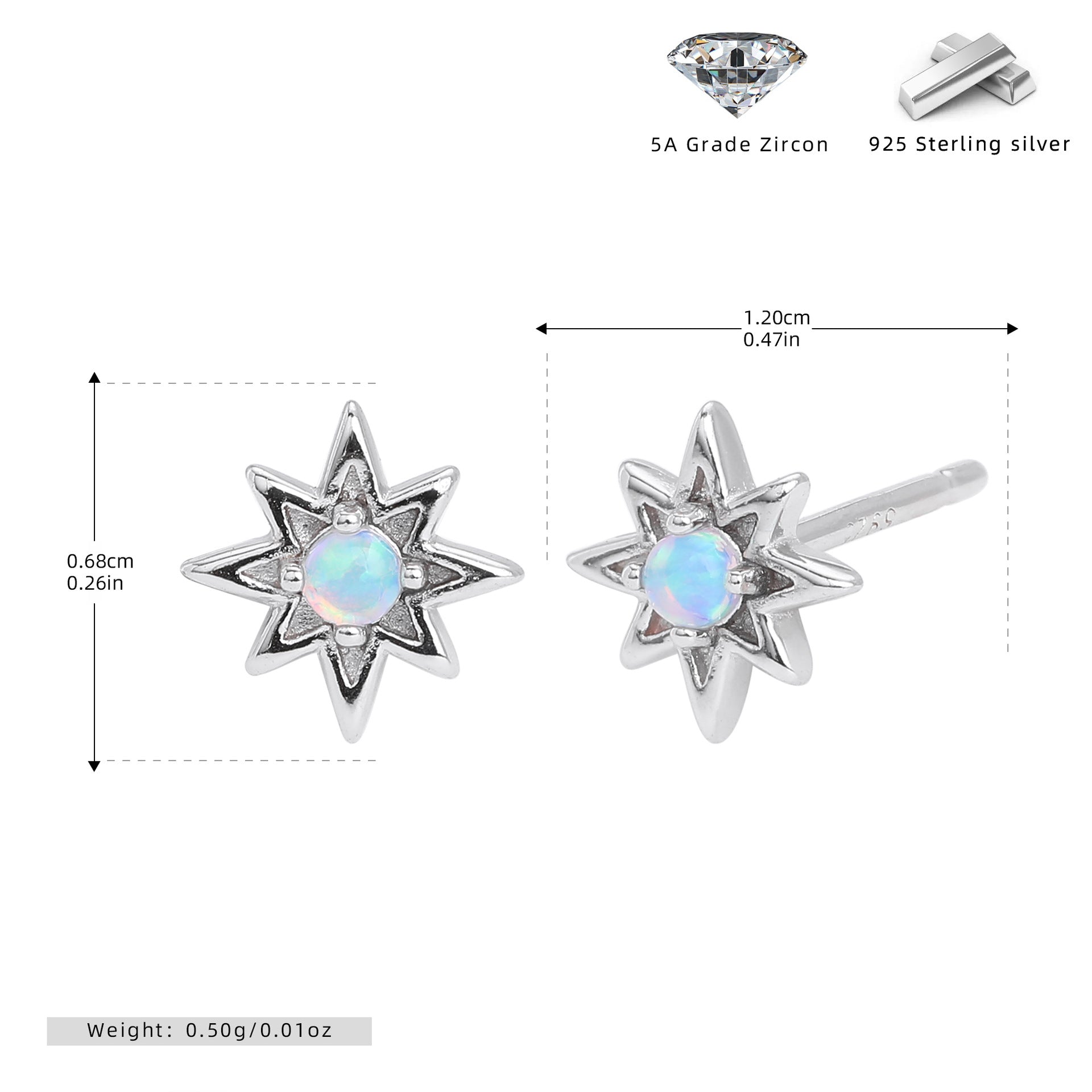 Damen Ohrstecker im kreativem Sonnenstern-Design aus hochwertigem 925 Sterling Silber Shop Nory