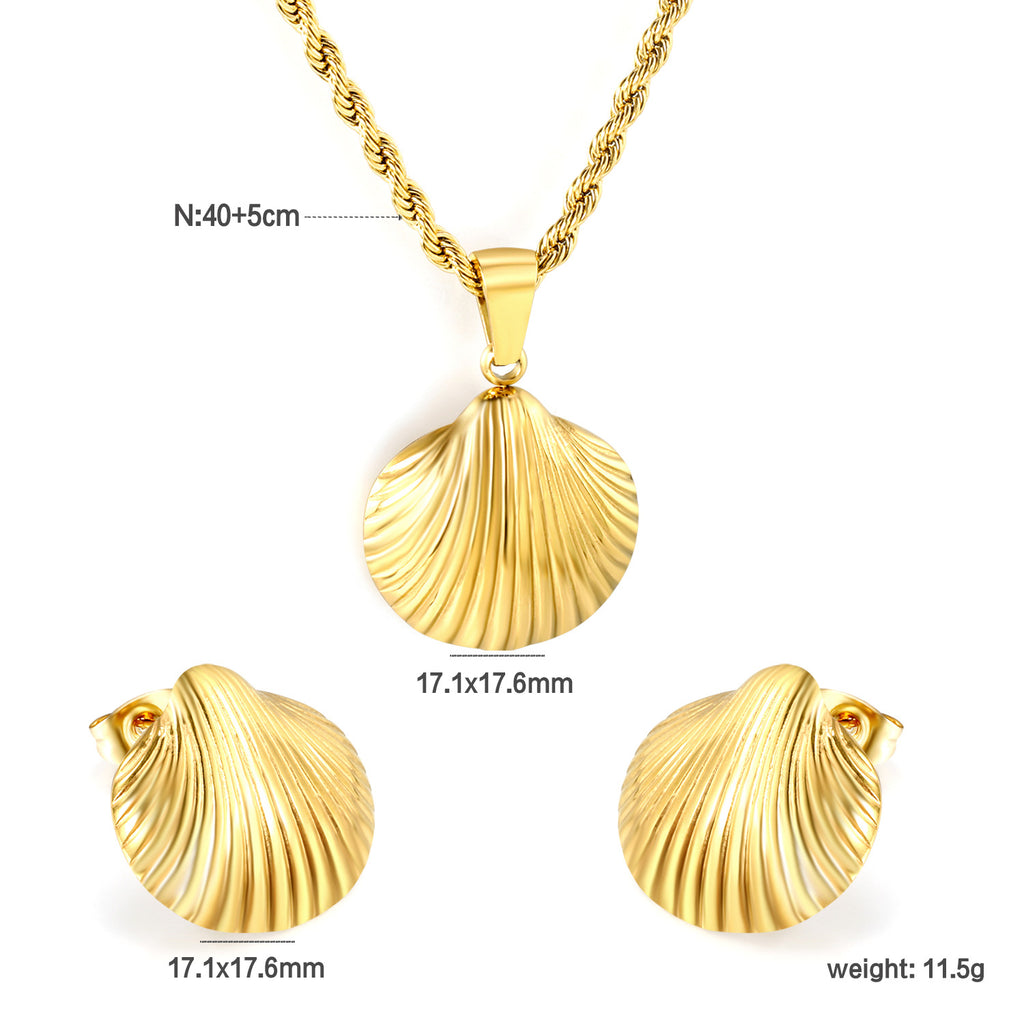 Damen Schmuckset mit Muschel-Anhängern und eleganter Gliederkette Shop Nory