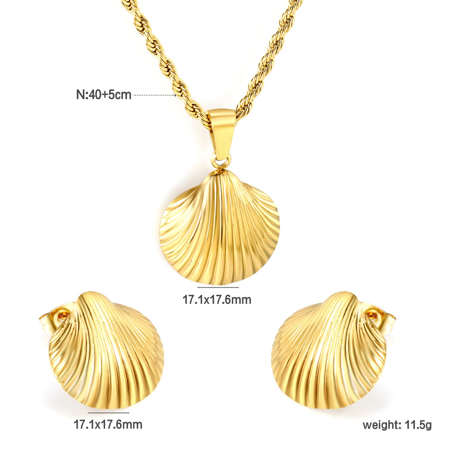 Damen Schmuckset mit Muschel-Anhängern und eleganter Gliederkette Shop Nory