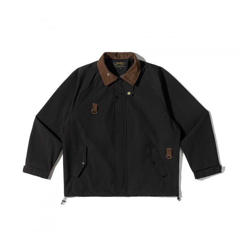 Unisex Kastenförmige Overshirt‑Jacke im Utility‑Stil mit Cordkragen, Pattentaschen und Kordelzugsaum Shop Nory