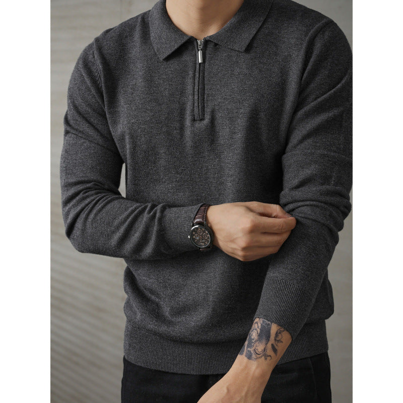 Herren Feinstrick-Halbzippullover mit Polokragen und strukturierter Masche Shop Nory