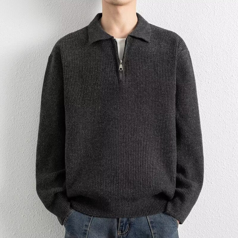 Herren Gemusterter Strickpullover mit Stehkragen Shop Nory