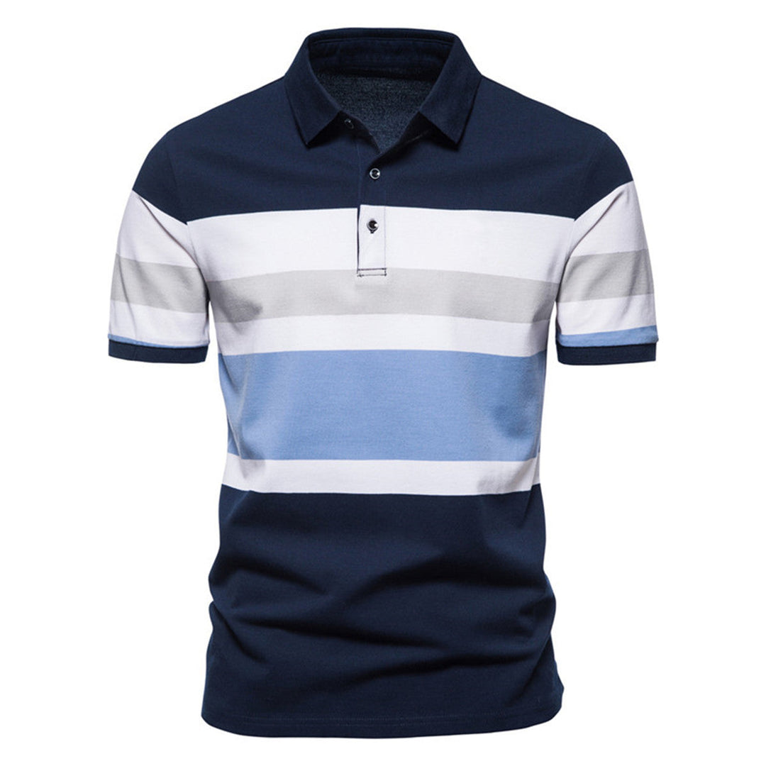 Herren Poloshirt mit modernem Streifenmuster und atmungsaktiver Baumwolle