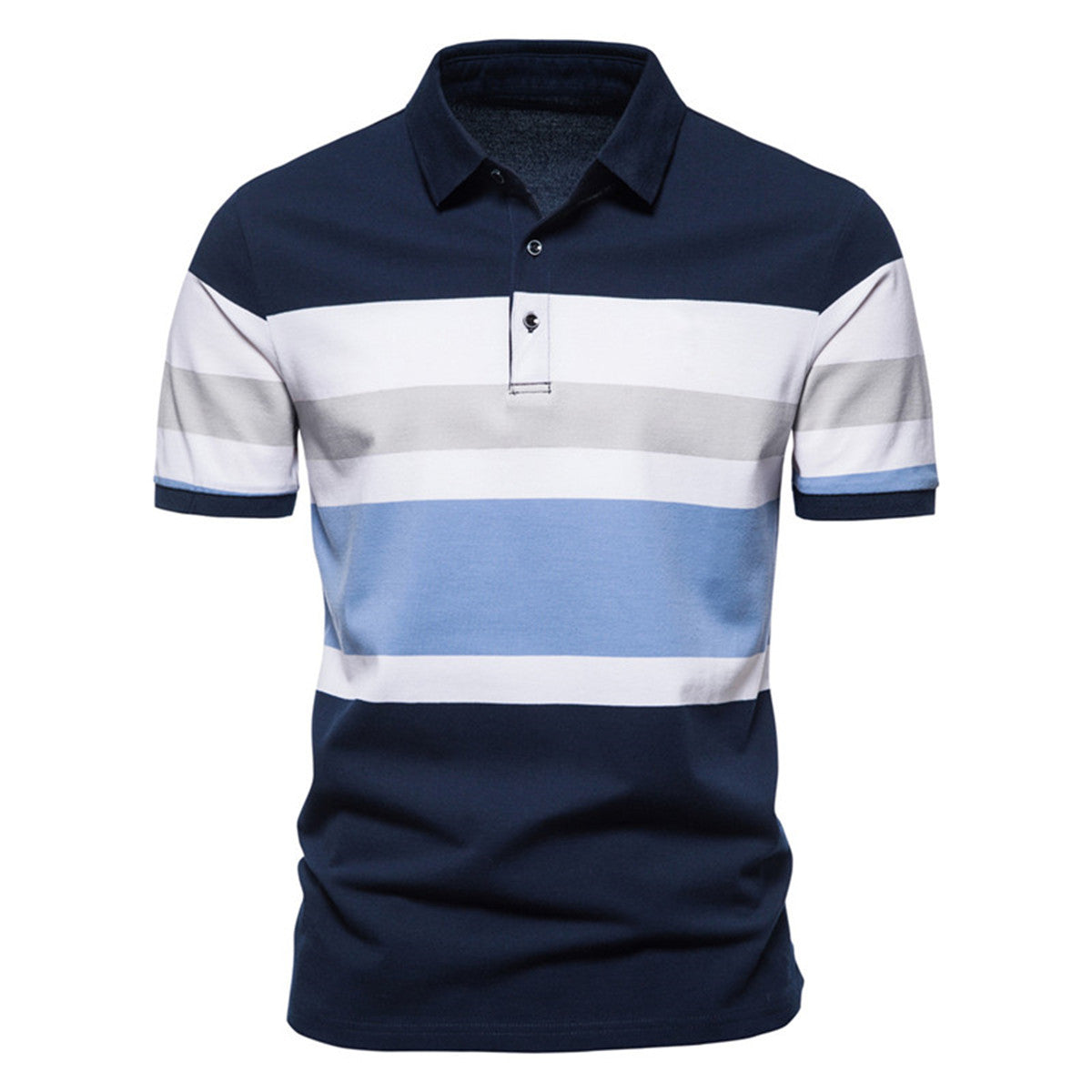 Herren Poloshirt mit modernem Streifenmuster und atmungsaktiver Baumwolle